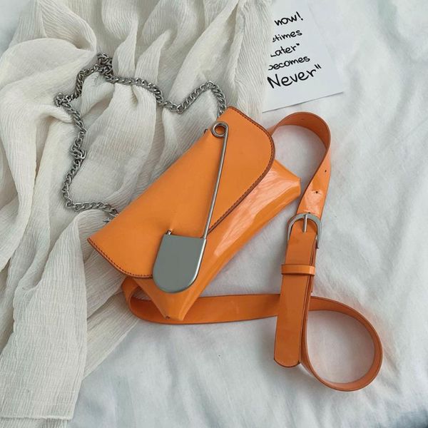 

chain strap female flap bag pin design patent leather crossbody bags for women new summer small ladies' shoulder messenger bag