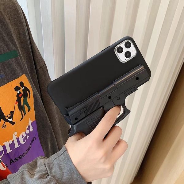 

fashion luxury designer 3d interesting gun phone cases for iphone 11 pro max x xs max xr 7 8 plus soft silicone pistol toy phone back cover