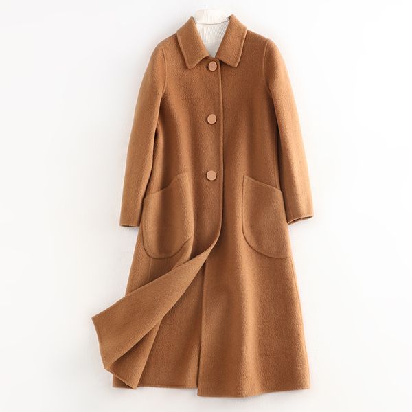 

новый 2019 blends шерстяное пальто женское пальто осень зима пальто и куртки женские пальто больших размеров женское шерстяное пальто длинны, Black