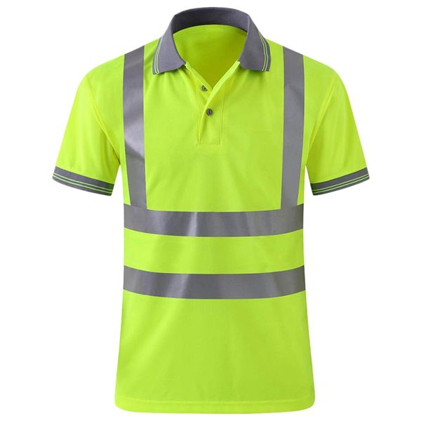 

moisture wicking reflective shirt short sleeve yellow vest safet y class 2 construction security exercise(xl, Gray;blue