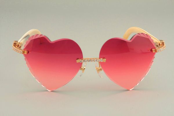 2021 braço em forma de coração Forma Natural Sunglasses Série Óculos de sol de diamante, tamanho: 58-18-140mm high-end esculpida chifre 8300686-A HJCPE