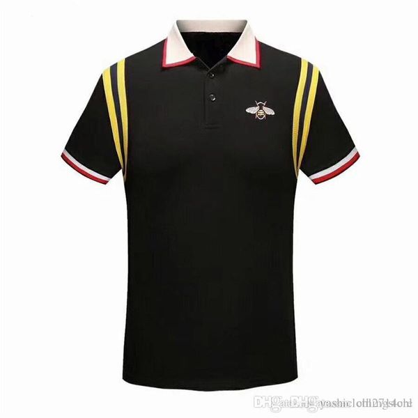 

summer new lapel short sleeve men's pure cotton embroidery stripe contrast color breathable high-grade fashion casual t-shirt, White;black