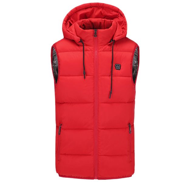 

men thick vest hooded winter heated coat padded cotton vest thick warm baggy padded outerwear waistcoat sleeveless jacket, Black