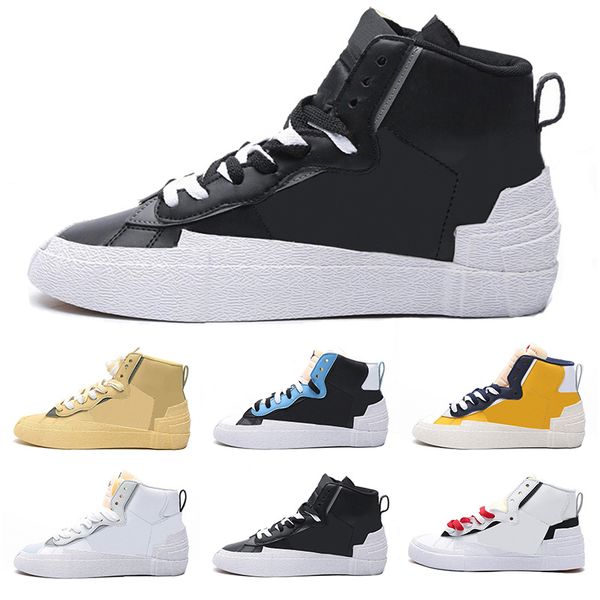 

новый sacai х blazer mid ldv мужчины женщины кроссовки camo кукурузный navy черный белый волк серый замочить блейзеры мужские тренеры спорти