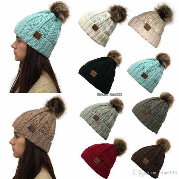 

9colors winter female ball cap poms winter hat for women girl 's hat knitted beanies cap hat thick women's skullies beanies pom, Yellow
