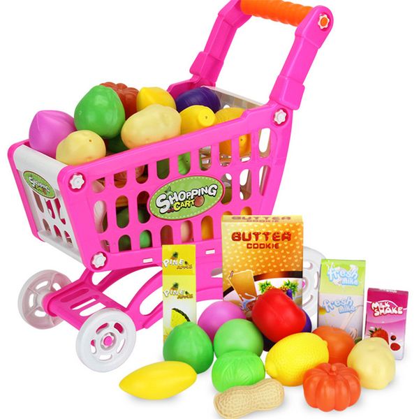 

16pcs тележка корзина корзина mini play house игрушки пластиковые моделирование фрукты притворись игрушка для детей рождественский подарок и
