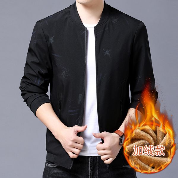

2019 winter woolen lining stand collar men jackets men casual thick jackets for black color j9560-99022-a, Tan;black