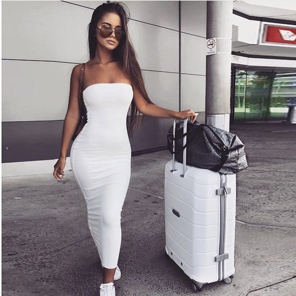 

off shoulder strapless women dress sleeveless straight long bodycon dress backless casual autumn party dress for women, Black;gray
