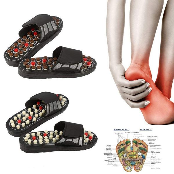 

plus size women men slipper foot massage therapy activation care adjustableÂ sandal comfortable outdoor men's slippers shoes male, Black