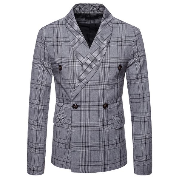 

padegao brand 2019 new men's suit jacket lapel clothing fashion slim fit men casual suit plaid stripes men's sports jacket, White;black