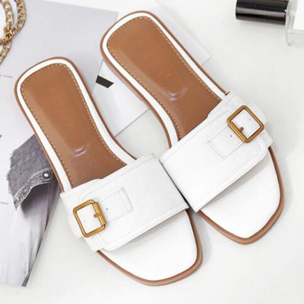 

summer new women flat sandals shoes fashion buckle beach slippers square head comfortable sandals flip flops female shoes xx322, Black