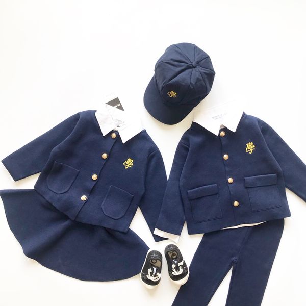 

tonytaobaby autumn winter clothes new children's clothing knitted sweater shirt kids clothes suit girls fall outfits t200414, White