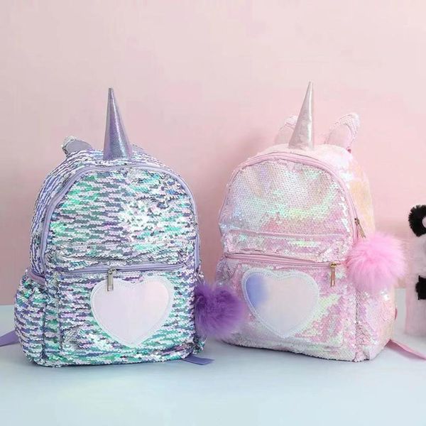 

manisho sequins unicorn backpack fashion glitter bag girls cute pu leather bag