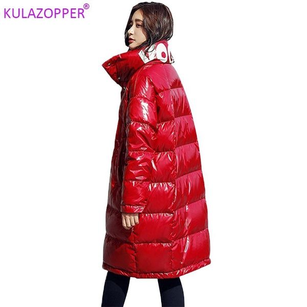 

winter jacket high-end women's down jacket long loose big size warm coat fashion outside red black outwear female lz027