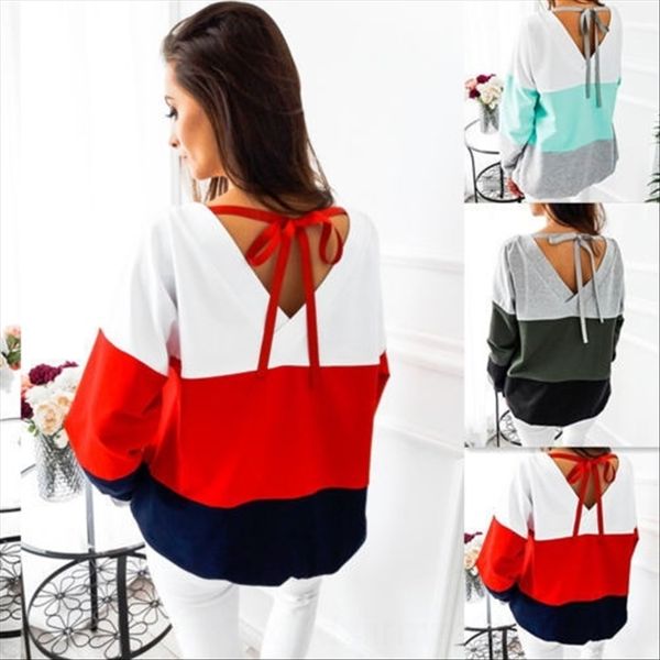 

matching contrast stitching long sleeve t-shirt female color matching contrast color stitching long sleeve t-shirt female, White