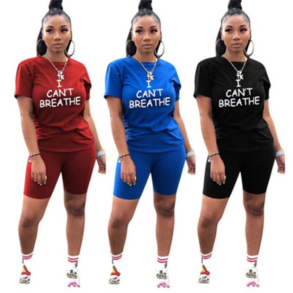 

i cant breathe женские костюмы мода английский печати вокруг шеи наборы новый женский летний отдых спортивные костюмы с коротким рукавом из, Gray