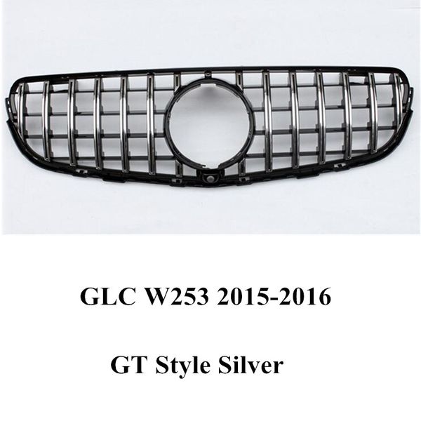 Ein Stück schwarze vordere Lufteinlassgitter im GT-Stil für BEN-Z GLC W253 Diamantmodell, silberner ABS-Netzgrill