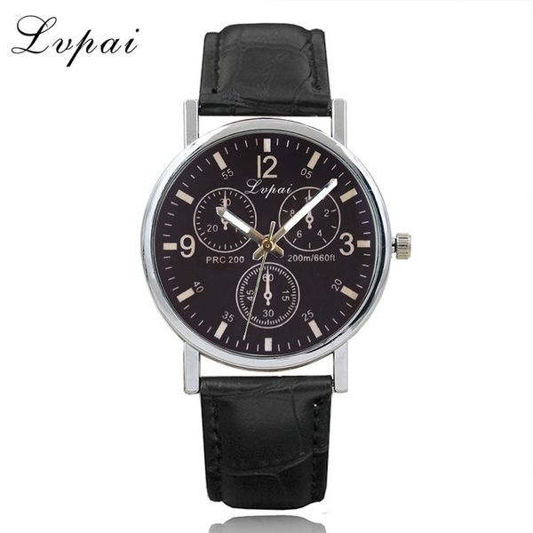 

lvpai men's wristwatch fashion faux leather strap analog quarts mens blue light 2019 mens watches erkek kol saati, Slivery;brown