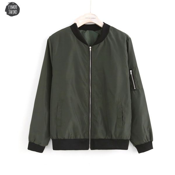 

women thin jackets fashion basic bomber jacket long sleeve casual coat windbreaker stand collar slim outerwear, Black;brown