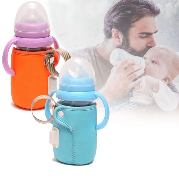 

USB Baby Bottle Warmer Portable Travel Milk Warmer Infant Feeding Bottle Heated Cover Insulation Thermostat Food Heater
