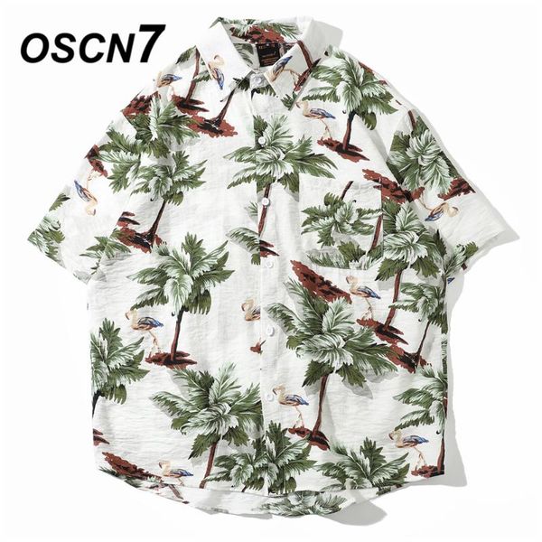 

oscn7 повседневный отпечатано с коротким рукавом рубашки мужчины street 2020 гаваи бич негабаритные женщины моды harujuku рубашки для мужчин, White;black