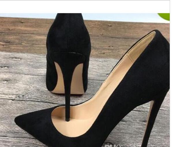 

2019 red bottom pumps patent leather pigalle heels women wedding shoes pointed toe fine heels woman high heels 35-44 t07, Black