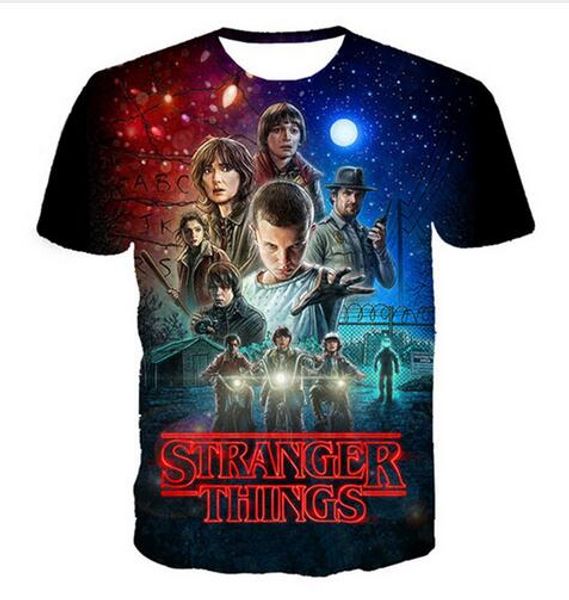 

summer style men/women short sleeve t-shirt stranger things 3d digital print t-shirts for tees shirts loose casual tees, White;black