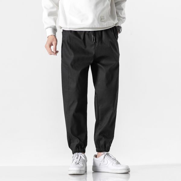 

2020 summer elastic waist pants men cotton street trousers mens fashion causal sweatpants plus size bottoms male brand clothing, Black