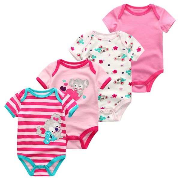 

Baby Bodysuits Girls Summer Clothes Short Sleeves Cute Infant Boys Roupas de boby bebe 4Pcs/lot O-Neck Newborn Baby Clothing