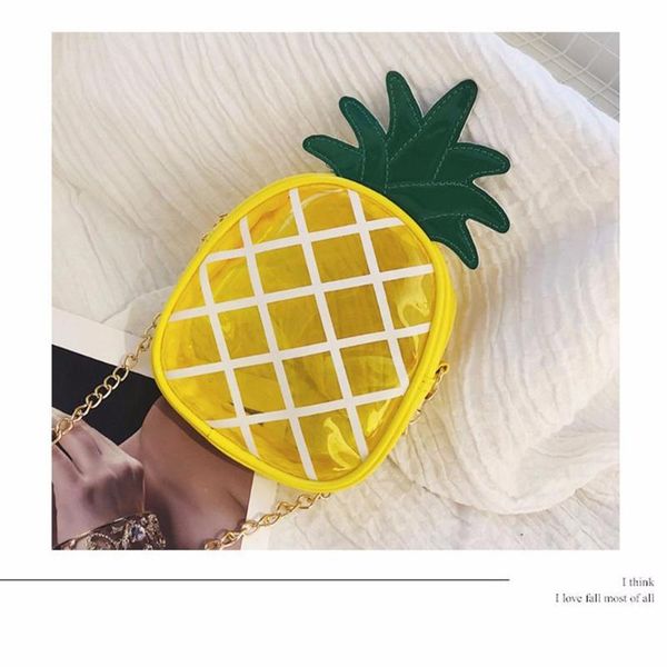 

fashion small bag transparent jelly package small cute pineapple shape bag chain convenient messenger for female