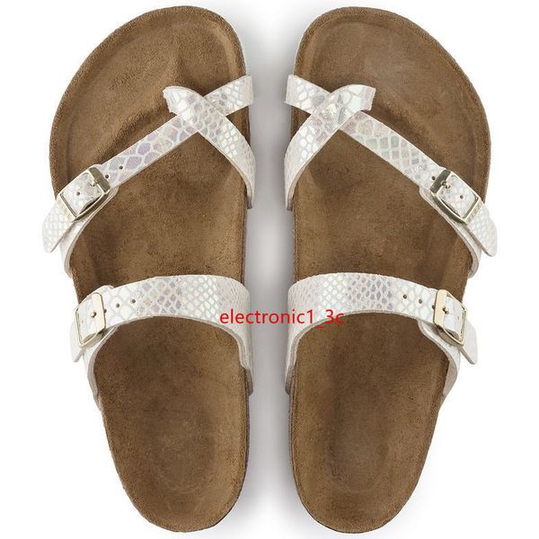 

new famous brand arizona beach slippers with buckle for men and women wholesale flat sandals brik casual summer genuine leather slippers