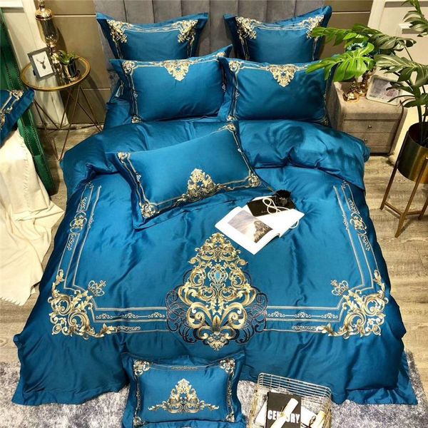 New Blue Green Red Luxury Gold Royal Embroidery Egyptian Cotton