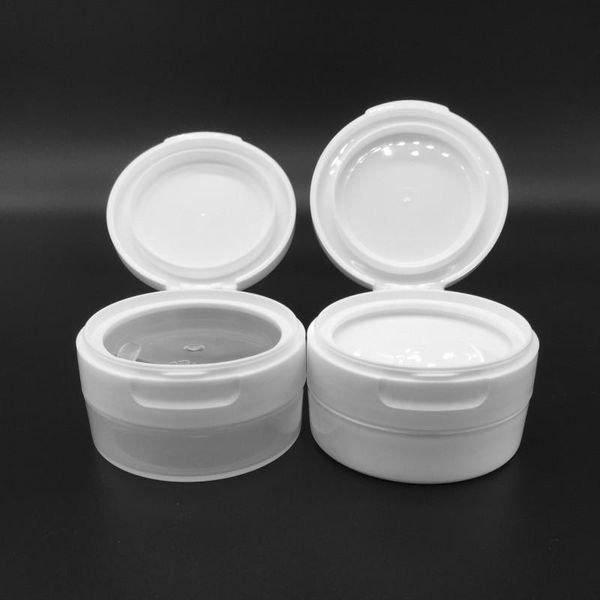 

50g ml white empty refillable cosmetic plastic jars with inner flip cap make up face cream lotion storage container travel case bottle pot