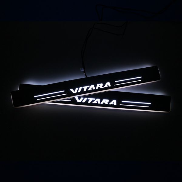 

acrylic moving led welcome pedal car scuff plate pedal door sill pathway light for suzuki vitara 2015 2016 2017 2018 2019 2020