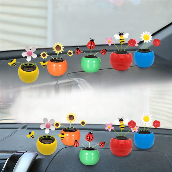 

kongyide car ornaments 5pcs solar powered dancing flower swinging animated dancer toy sun flower car interior decoration m15