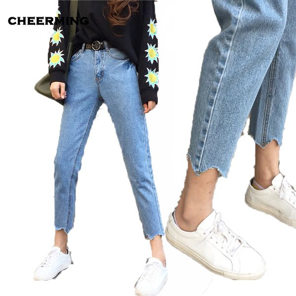 

2017 autumn summer jeans boyfriends trousers denim pants school style show thin waist jeans loose haren for women girl, Blue