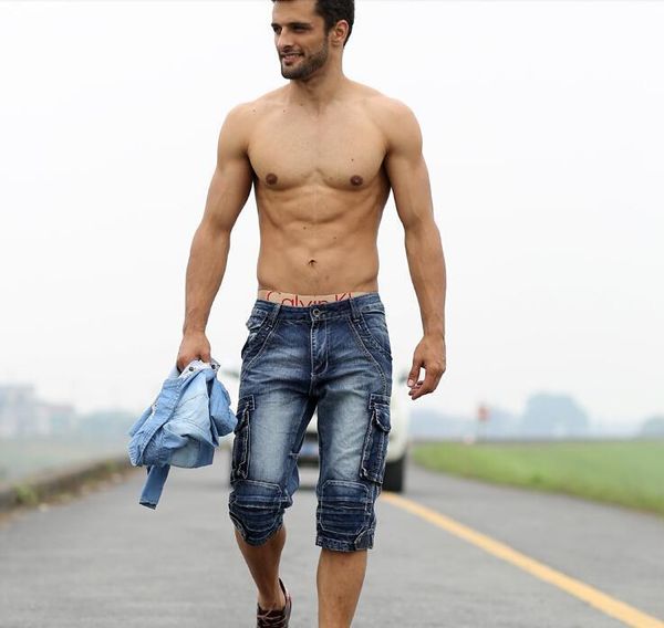 

wholesale- men cargo shorts bermuda homme male fashion shorts washed denim short men jeans shorts homme, White;black