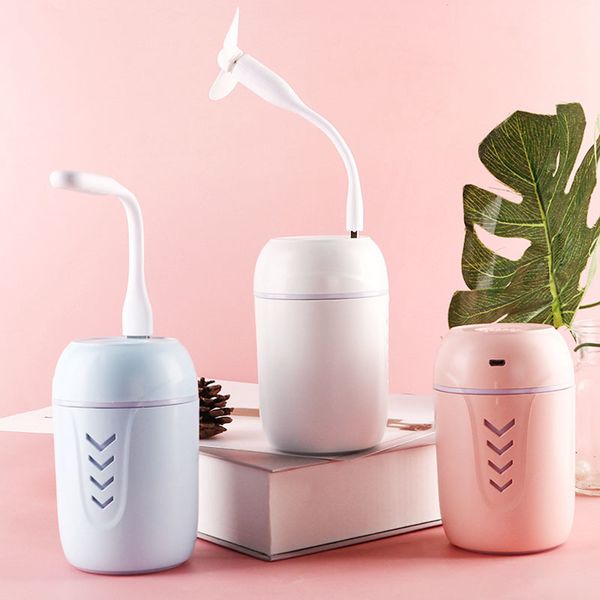 

3 in 1 air humidifier usb mini fan and lamp fashion solid color water diffuser mute design humidifier as night light 35