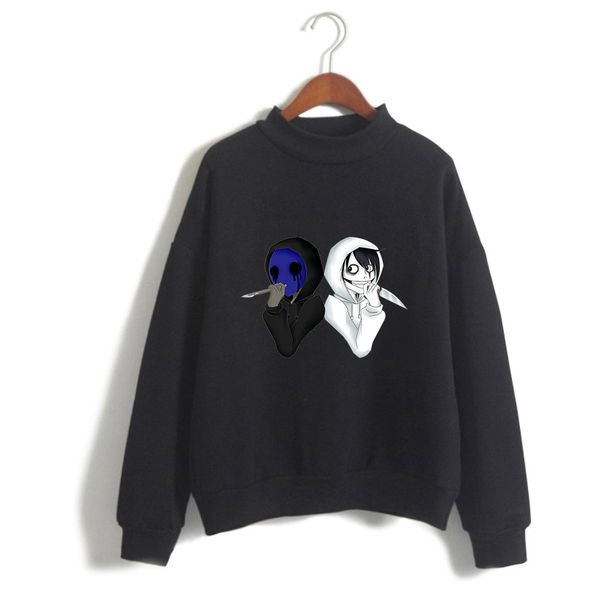 

unique horror atmosphere of black humor creepypasta print women/men clothes turtlenecks long sleeve high collar sweatshirt