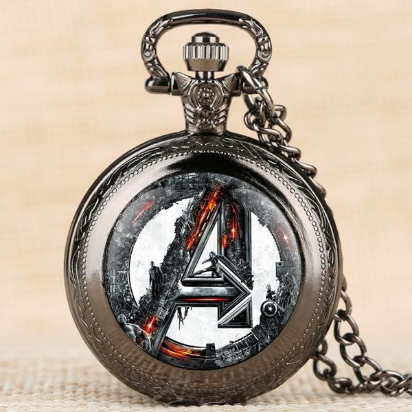 

quartz sport pocket watch marvel comics pattern watches men fashion and simple men watch arabic numbers pocket watches, Slivery;golden
