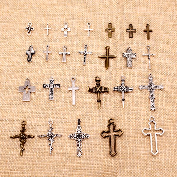 

80 pieces mix jewelry findings components religious cross hj159, Bronze;silver