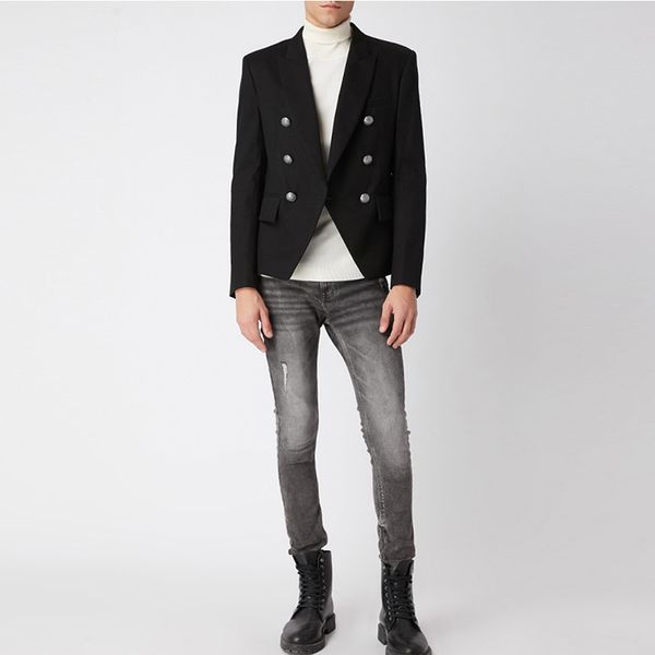 

runway 2019 designer men's blazer classic double breasted metal lion buttons blazer jacket outer wear, White;black