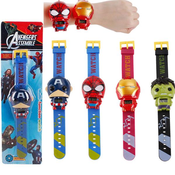 

Kids Avengers deformation watches 2019 New Children Superhero cartoon movie Captain America Iron Man Spiderman Hulk Watch toys