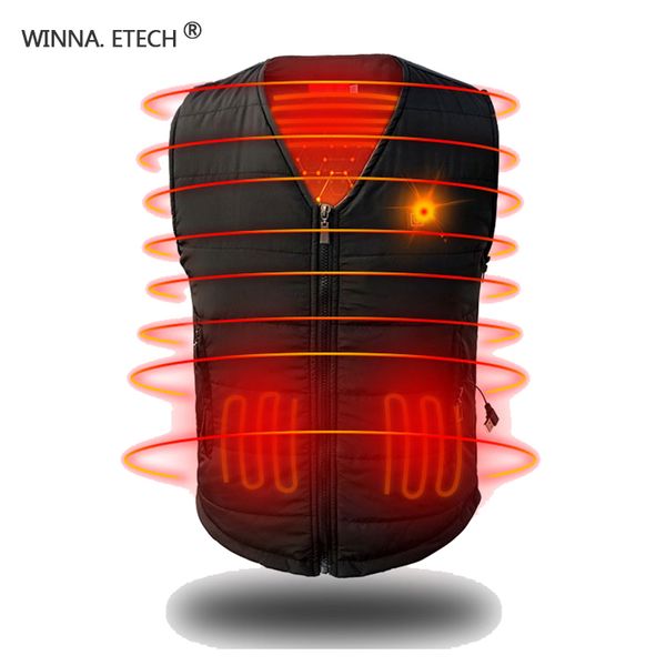 

мужчины женщины usb инфракрасный обогрев жилет куртка зимняя гибкая электрическая тепловая одежда жилет для спорта на открытом воздухе пешие, Black;white