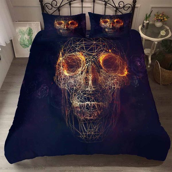 

fanaijia sugar skull bedding set 3d print duvet cover with pillowcase set king size comforter