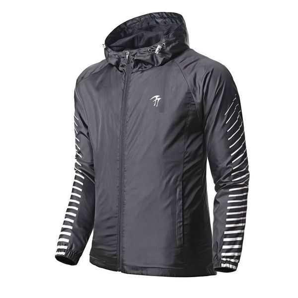 

men outdoor hiking jacket windproof hooded coat long sleeve liner zipper windbreaker waterproof breathable sports jacket, Blue;black