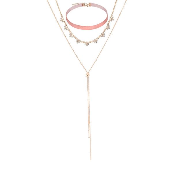 

women's necklace 3pc/pack gold finishing chains necklace short choker party crystal fashion jewelry gifts, Golden;silver