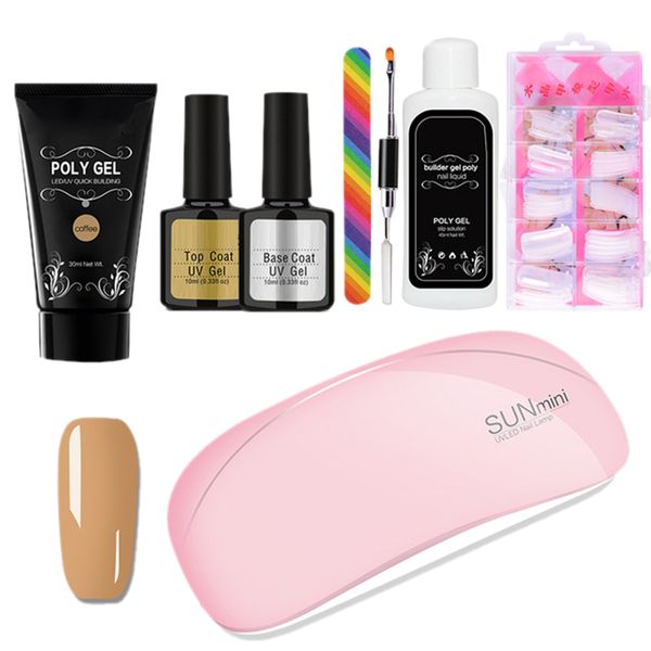 

8pcs/set nail extension extension kit uv led lamp nail builder gel varnish polish quick hard gel solution