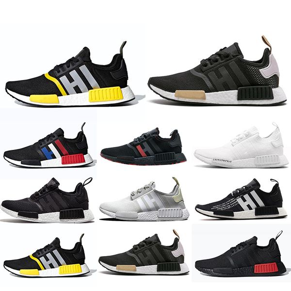 

2019 NMD R1 Running Shoes atmos Bred Trainers Classic Men Women Japan Triple Black white Red Marble Sports Sneakers Size 36-45