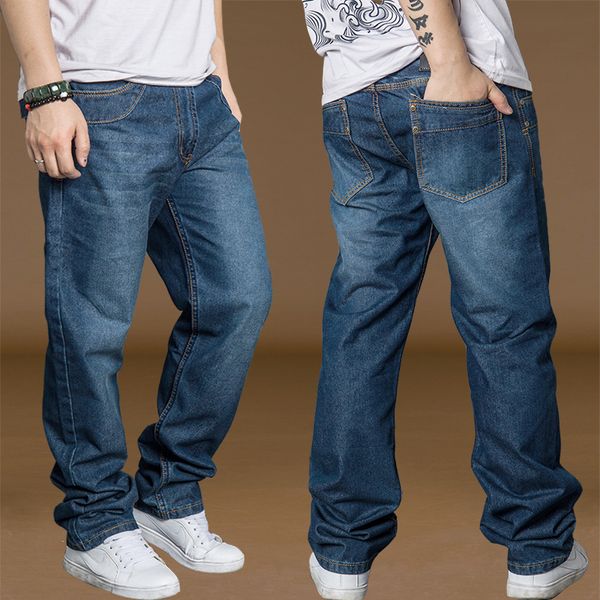 

men wide leg blue jeans for men cotton loose fit jeans plus size 44 46 spring autumn mens hip hop harem denim pants bell bottom